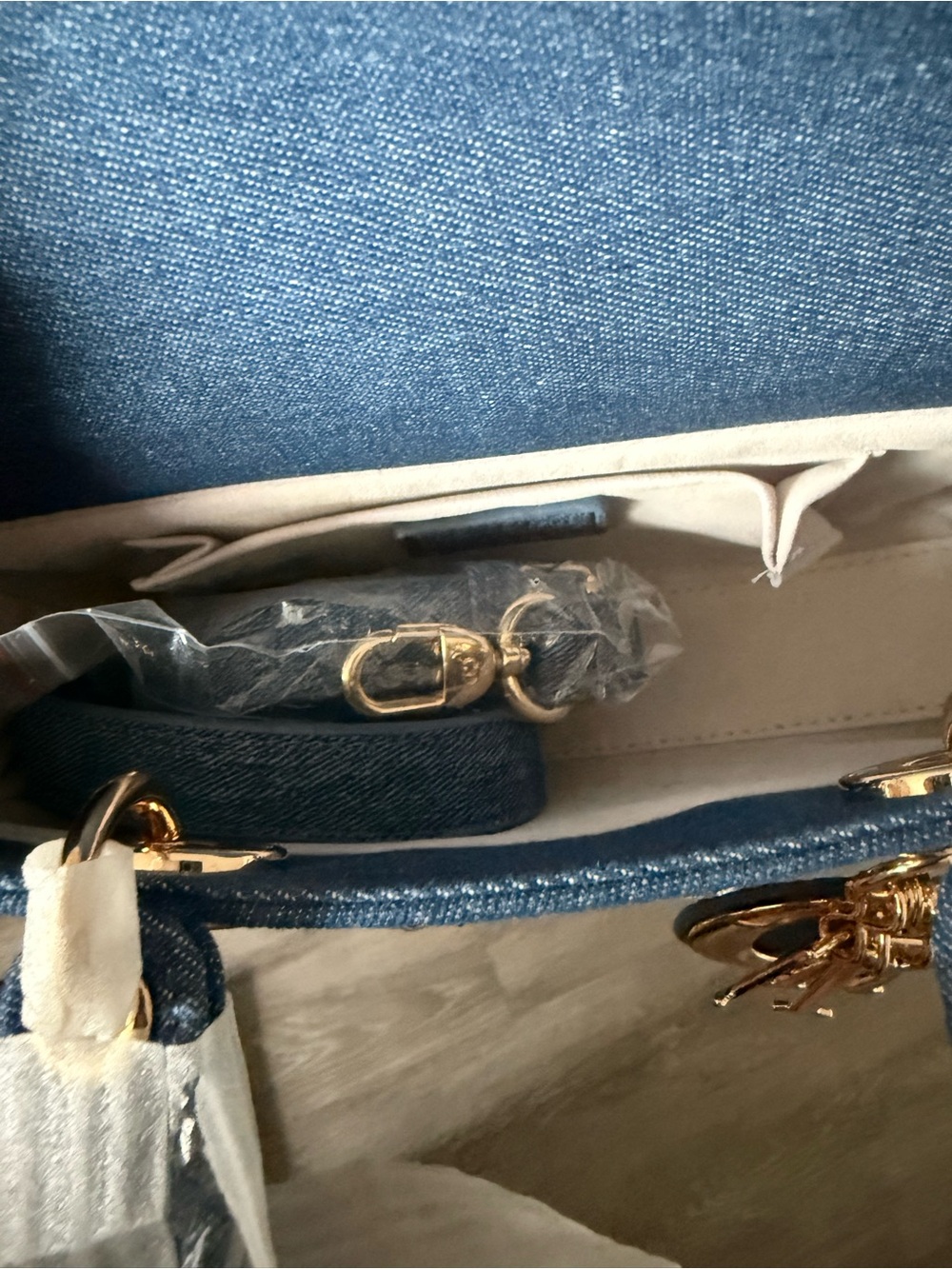 Blue Denim Embroidered Lady Mini Tote - Picture 6 of 8